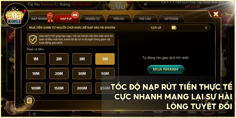 Giao dịch nạp rút tiền siêu tốc và minh bạch trên mọi phương thức thanh toán